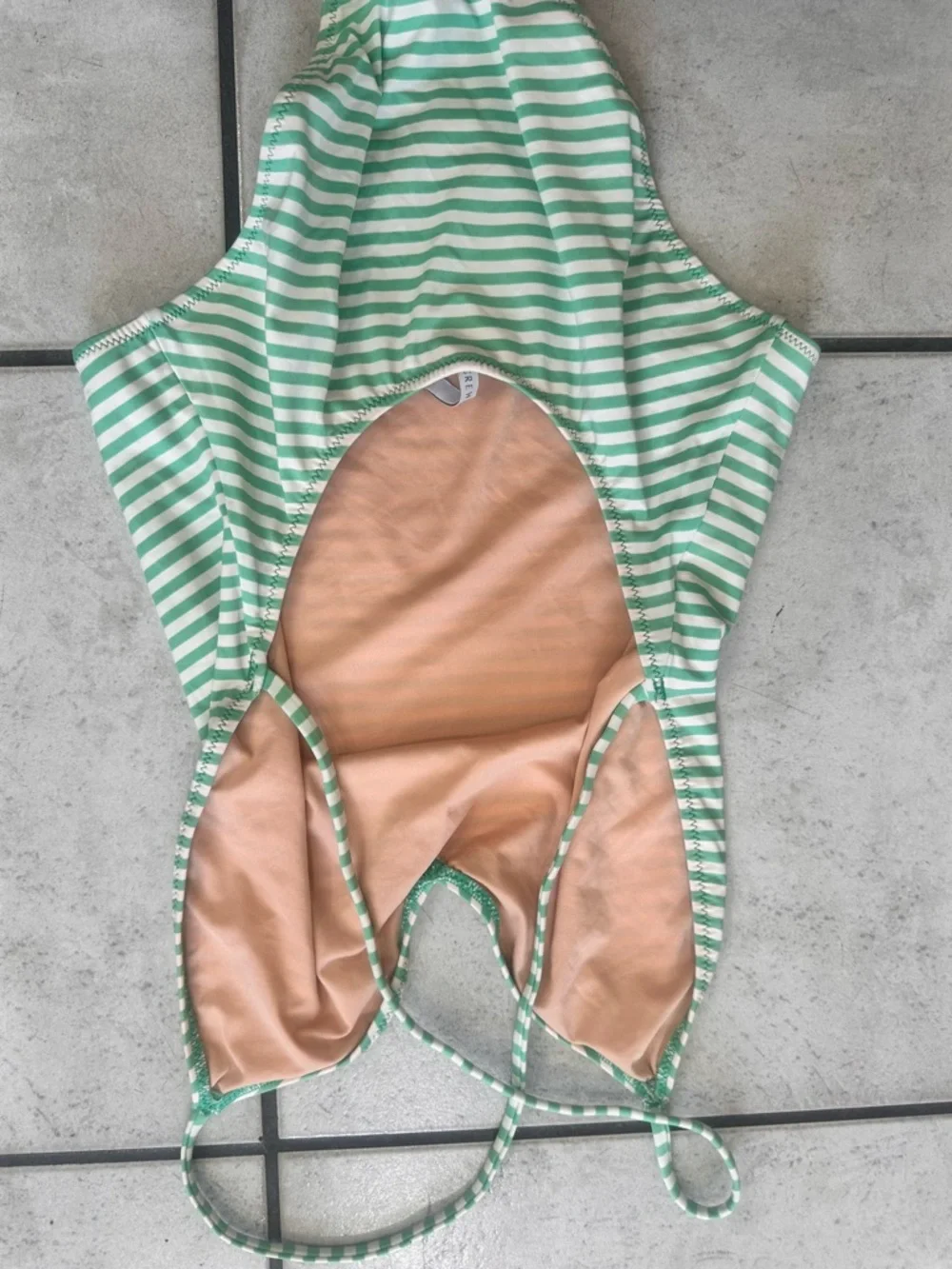 J. Crew Mint Green and White Striped One-Piece Swimsuit